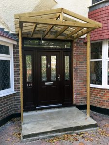 Timber frame of door canopy