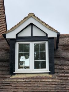 Replacement black uPVC fascias on dormer window