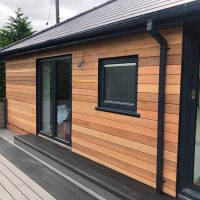 Cedar wood cladding installation