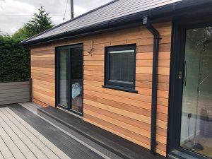 Cedar wood cladding installation