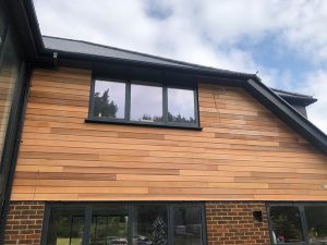 Cedar wood timber cladding