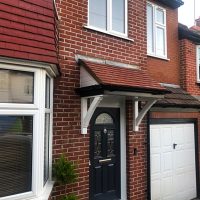 Door canopy with tiled roof