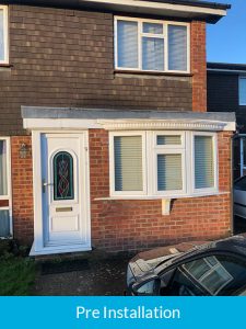 Pre installation of door canopy