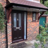 Door canopy with rosewood fascias