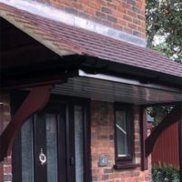 Door canopy with white soffits