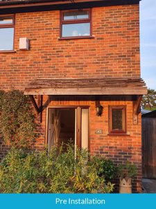 Pre installation of door canopy