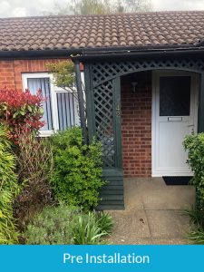 Pre installation of new door canopy