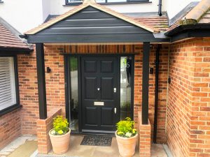 Front door canopy installation