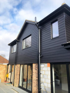 Black composite cladding installation