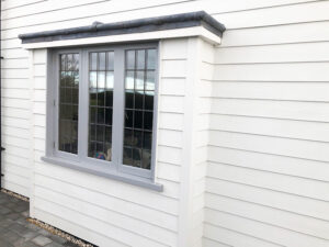 Artic white James Hardie cladding detail