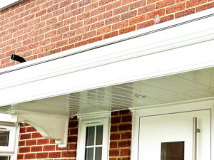 Spotlight fitted to new door canopy soffits