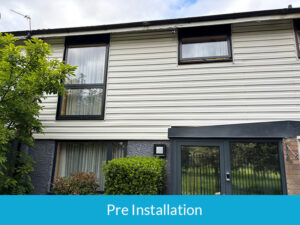 Before new cladding installation in Stratford, East London