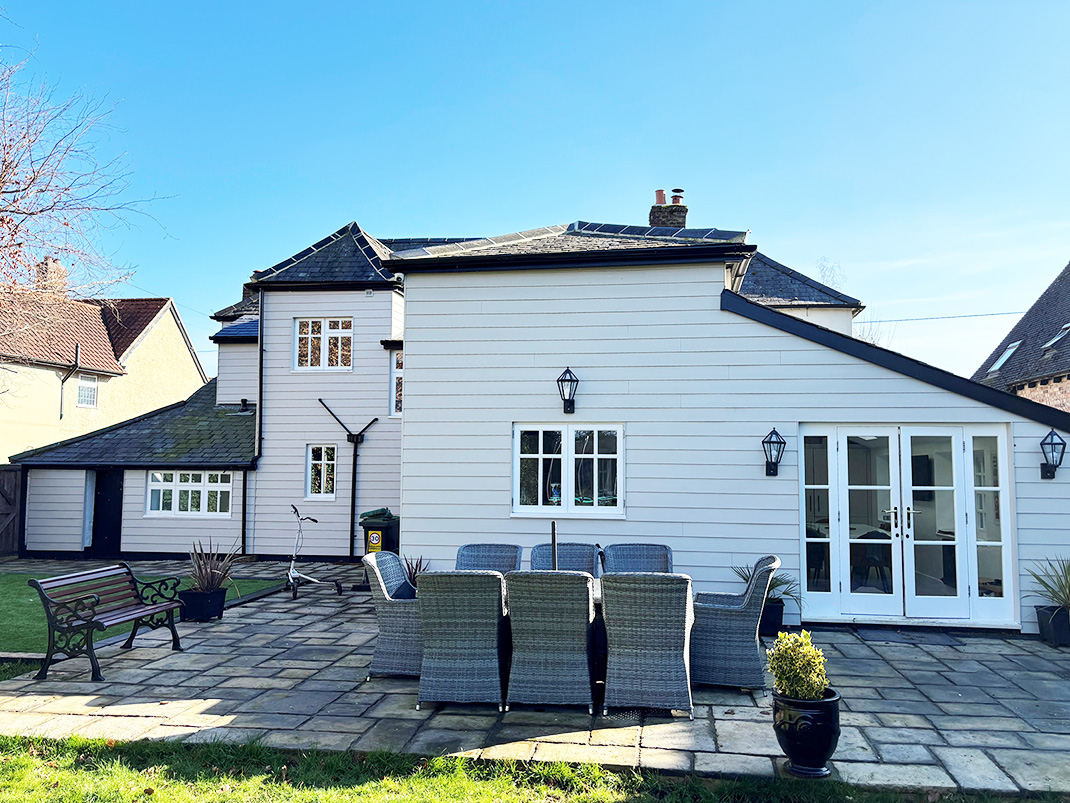 Cement board cladding installation in Hertfordshire