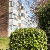 Fibre cement cladding at a block of flats in Woodford