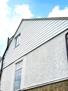 James Hardie composite cladding in arctic white