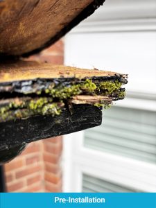 Rotting timber of original door canopy