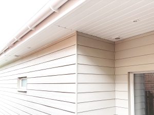 New soffits, fascias, guttering and James Hardie cladding