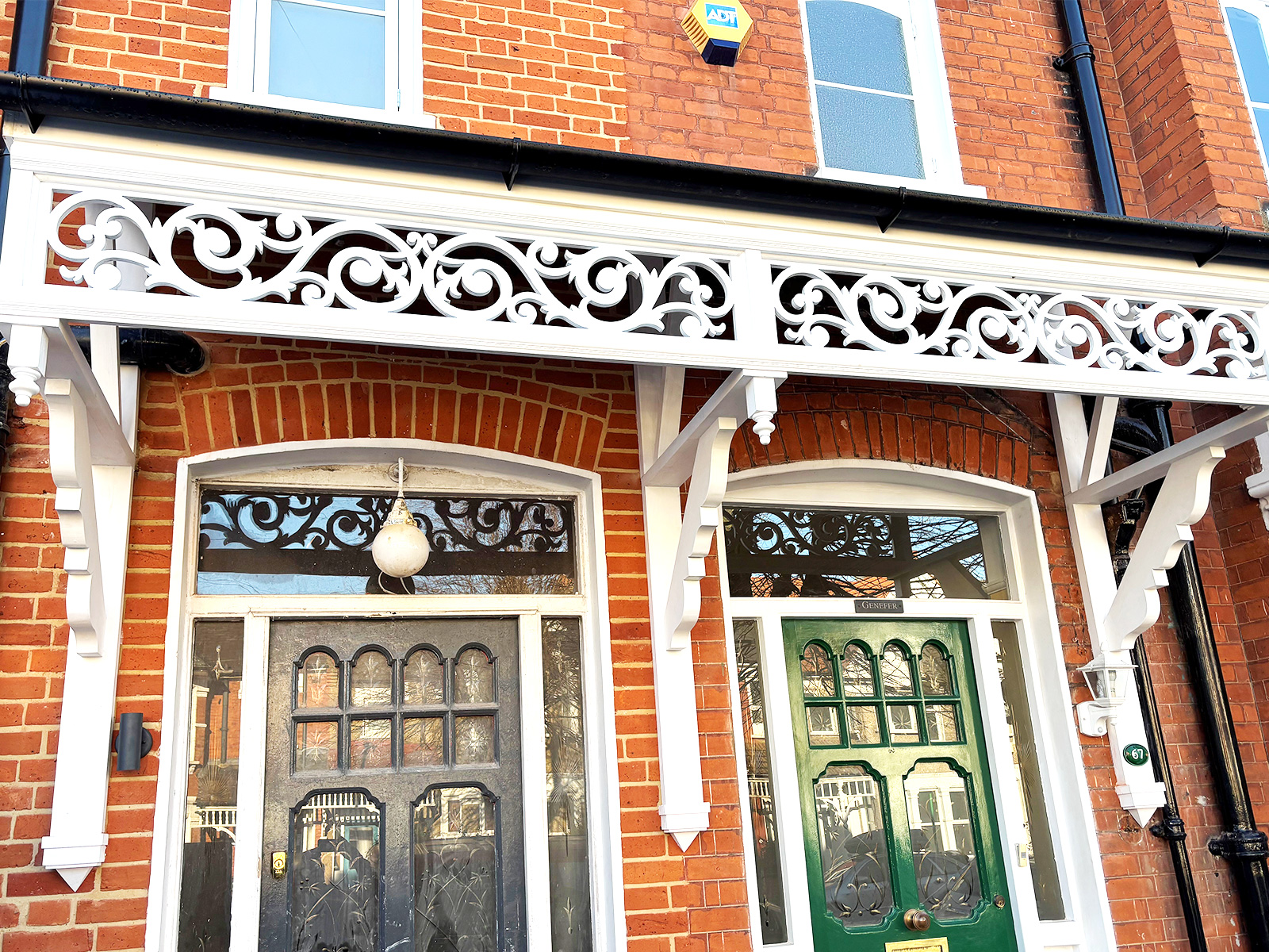 Edwardian double door canopy installation in North London