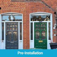 Pre-installation of new double door canopy