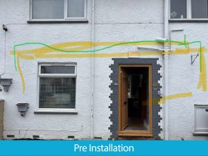 Pre-installation of new door canopy